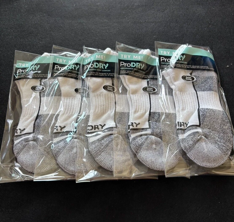 5 Pairs Footjoy Men's Sock Roll Tab White Black Shoe Size US 7-9 Asian 25-27 cm. - Image 1 of 4