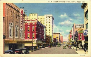 Linen Postcard: 1948 - Main Street looking North - Little Rock - Arkansas -- USA - Picture 1 of 2