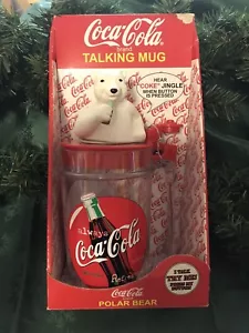 NIB Vintage 1997 Coca Cola Collectible Polar Bear Flip Top Musical Coke Mug - Picture 1 of 9