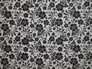 Reproduction Calico White Black Floral Cotton Sewing Quilt Apparel Craft Fabric - Picture 1 of 7