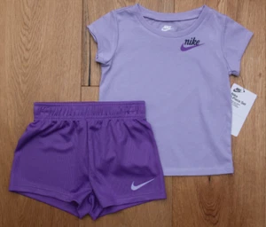 Nike Girl 2 Piece T-Shirt & Shorts Set ~ Purple ~ - Picture 1 of 3