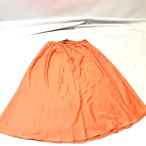 Boohoo Satin Slip Midi Skirt Ivory US Size 24 Orange Unlined Solid Casual New - Picture 1 of 5