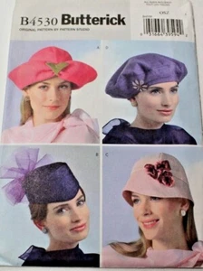 Butterick 4530 Misses 4 Hat Sewing Pattern XS 20-1/2 S 21-1/2 M 22-1/2 L 23-1/2" - Picture 1 of 2