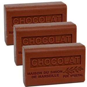 3 x 125g Chocolate French Soaps - with Shea Butter - Savon de Marseille - Picture 1 of 3