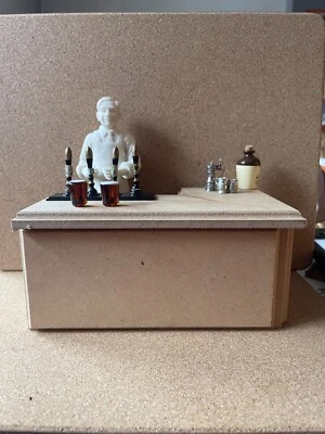 MDF Right Corner Bar Counter 1:12 Scale Dolls House Miniature Only Bar For Sale - Image 1 of 4