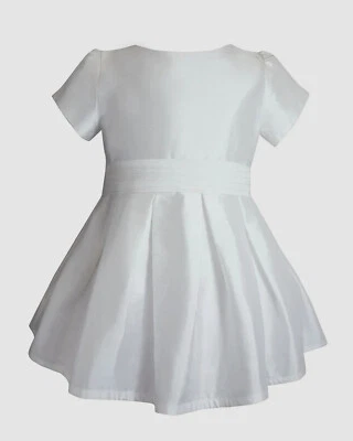 $290 Isabel Garreton Kids девочек белый шелк короткий рукав плиссированные молнии платье размер 8 - Изображение 1 из 4