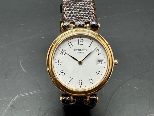 HERMÈS Orologio vestito Hermes ref 102.06.61 originale anni 90 con quadrante finitura porcellana bianca.