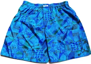 Men's Boxer Shorts Hawaiian Ocean Blue 1 Pair Thai Silk Blend Underwear Briefs M - Picture 1 of 7