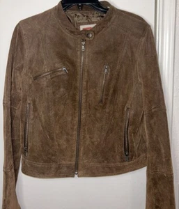 VTG Levi's Women's Brown Split Suede Leather Racer Motorcycle Jacket Sz Large - Picture 1 of 8