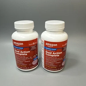 2 Amazon Basic Dual Action Complete Chewable Acid Reducer plus Antacid Exp 02/26 - Picture 1 of 6