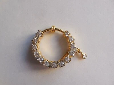 Beautiful Non Piercing Nose Ring Wedding Ethnic Nath Fashion Jewelry Gold Plated - Image 1 of 4