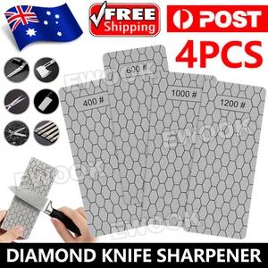4pcs Diamond Knife Sharpener Sharpening Stone Honeycomb Grind Sharpener Kit AU - Picture 1 of 10