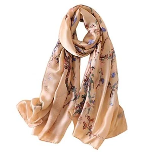 Silk Scarf 100% Mulberry Silk Fashion Scarves Long Lightweight Shawl Wrap - Picture 1 of 6