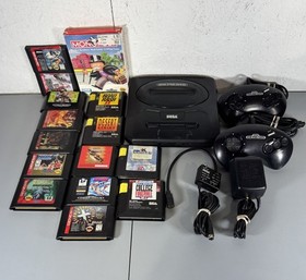 SEGA Genesis Model 2 Console Lot W/ 15 Games, 2 Controller, Power & RF Cables