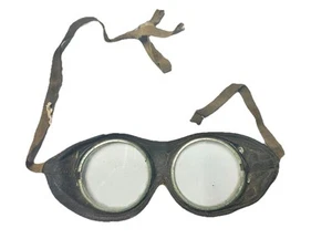 Vintage Steampunk Auto Brille Brille Antik Motorrad Flieger Leder Rund #3 - Bild 1 von 3