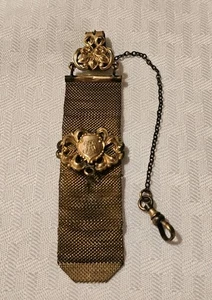 Antike viktorianische D&C Mesh Band Uhrenkette Gold Monogramm signiert  - Bild 1 von 10