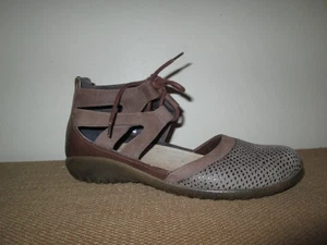 NAOT Kata Brown Leather Suede Lace Up Ankle Tie Gladiator Flats Shoes ~ 39; 8 US - Picture 1 of 6