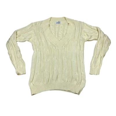 Vintage Chunky Aran Sweater L V Neck  Arran Fisherman Jumper - Image 1 of 4