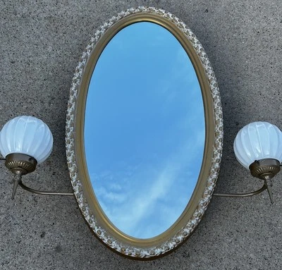 Luces de baño generales vintage espejo ovalado botiquín Hollywood Regency Foto 1 de 4