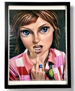 ⭕️ SAS CHRISTIAN "NUFF SAID" SIGNIERTER FARBDRUCK 2005 - GERAHMT POP SURREALISMUS - Bild 1 von 9