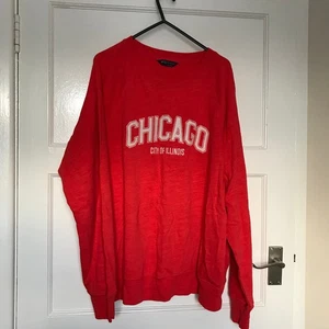 M&S Collection Chicago City of Illinois Jumper Size 16 Long Sleeve Red Round - Picture 1 of 12