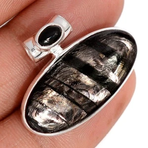 Natural Hypersthene - Canada & Black Onyx 925 Silver Pendants Jewelry CP75250 - Picture 1 of 1