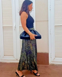 ZARA BNWT 2025. KHAKI ANIMAL PRINT VISCOSE MIDI SKIRT BELTED. 3897/184/330 - Picture 1 of 12