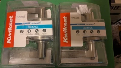 Lote de 2 - Palanca de privacidad Kwikset Hollis níquel satinado Foto 1 de 4