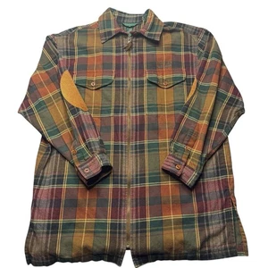 Lauren Ralph Lauren Flannel Plaid Full Zip Mens Shirt S Elbow Pads Embroidered - Picture 1 of 9