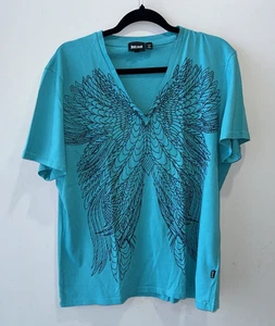 JUST CAVALLI T-SHIRT HELLBLAU V-AUSSCHNITT KURZARM Gr. XXL - Bild 1 von 7