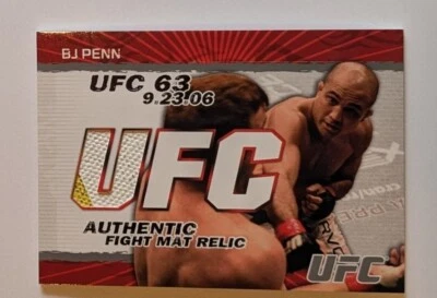 2009 Topps UFC Round 2 BJ PENN 'The Prodigy' Rookie Mat Relic  Ex LW & WW Champ - Image 1 of 2