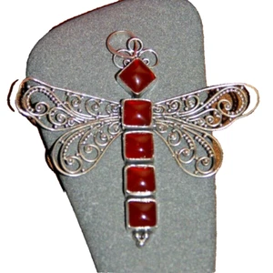 Colgante Plata 925 Mariposa Cornalina Natural 7,0 cm x 6,6 cm - Imagen 1 de 8