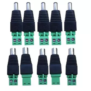 5 Pair Male+Female 5.5*2.1mm DC Power Plug Adapter For CCTV Camera Led Strip - Picture 1 of 12