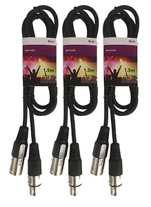 3 x QTX 1.5M DMX Lighting XLR Signal Cable Lead 110 Ohm DJ Disco Band Light - Picture 1 of 2