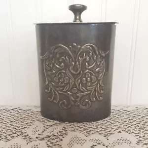 Vintage Metall Kanister mit Schnörkel & Deckel evtl. Zinn Made in India - Bild 1 von 9