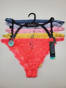 XOXO 5-Pack Women's Medium Breathable Lace Cheeky Panties Gray/Pink/Yellow - Picture 1 of 5
