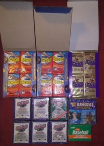 28 ORIGINAL SETS MLB FACTORY PACKS: '87 FLEER GLOSSY 2 WAX BOXES & '91 UD & MORE - Picture 1 of 12