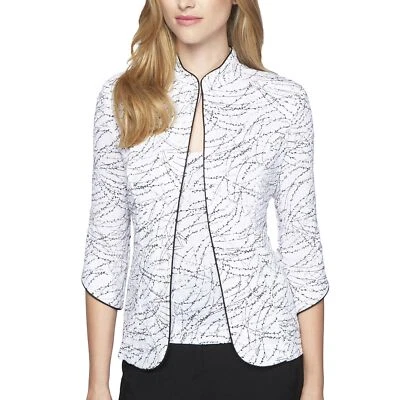 Alex Evenings 女式中式领双筒背心和夹克,白色/黑色,LG — 第 1/4 张图片