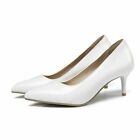 Women Formal Mid Heel Pointy Toe Patent Leather Ol Pumps Court Shoes Party