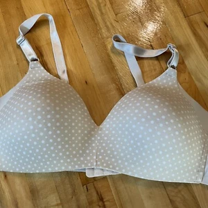 WARNER'S Padded Underwire Front-Close Bra Smooth Sides & Cups Polka Dot Sz 38D - Picture 1 of 4
