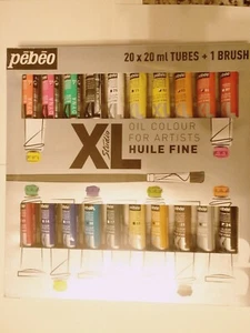Pebeo Studio XL Oil Paint Set 20 x 20ml Colour Tubes incl. Dyna & 1 Free Brush - Picture 1 of 2