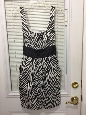 Wishes Wishes Wishes Black&White Dress Empire Waist Zebra Pattern Sz 3 RN 57911  - Image 1 of 4