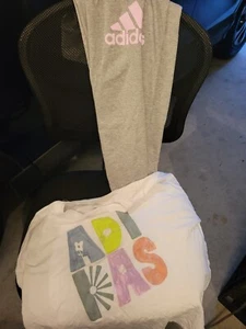 Adidas sweat pants gray and pink. Multi colored long sleeve Adidas T shirt - Picture 1 of 3
