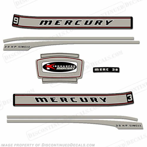 Fits Mercury 1967 3.9HP Outboard Engine Decals - Image 1 of 1