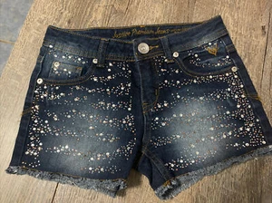 Justice girls sz 12 Slim rhinestone Premium Jean Denim shorts - Picture 1 of 5