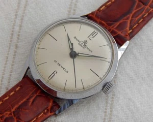 VINTAGE BAUME & MERCIER SILVER SUNBURST DIAL 30MM CASE MANUAL WIND SERVICED - Picture 1 of 9