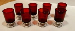 LUMINARC France Vintage Ruby Red Shot/Liqueur Glasses  Set of 8 - Stamped France - Picture 1 of 21