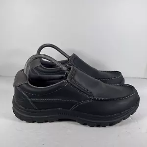 Skechers Braver Rayland Slip On Black Moc Toe Loafers Shoes Men's Size 7.5 - Picture 1 of 8