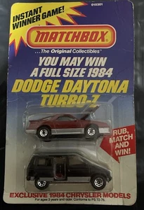 1/64 MATCHBOX 84 CHRYSTLER MODELS SET DODGE DAYTONA TURBO-Z & CARAVAN RED/BLACK - Picture 1 of 5