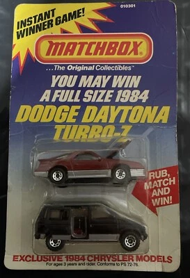 1/64 MATCHBOX 84 CHRYSTLER MODELS SET DODGE DAYTONA TURBO-Z & CARAVAN RED/BLACK - Image 1 of 4